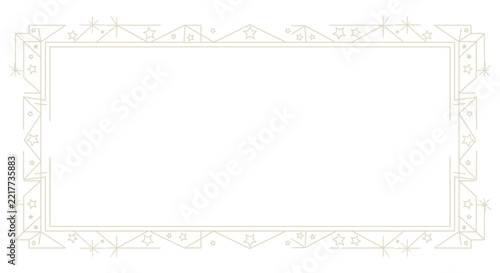Minimalist New Year Border with Geometric Patterns White Line Art on Transparent Background