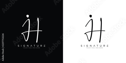JH,HJ Initials letter logo. Handwritten Signature Logo JH Alphabet