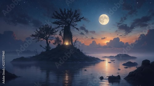 Lord Shiva Majestic Night Scene.