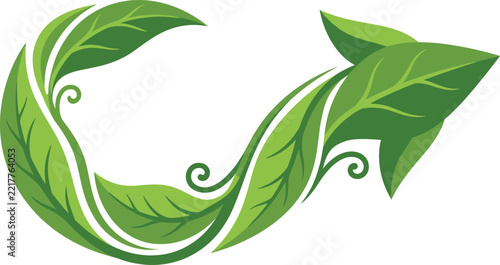 Green leaf arrow organic shape vector icon illustration design