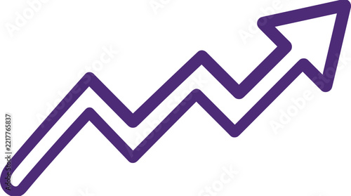Monoline zigzag upward trend purple arrow icon vector illustration