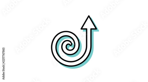 Spiral arrow icon upward pointing with teal accent vector graphic
