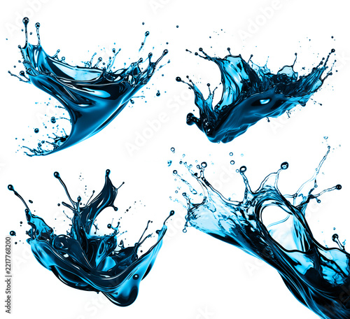  La explosión de salpicaduras de agua azul estableció la transparencia de PNG. Salpicaduras dinámicas y ráfagas refrescantes de agua azul cristalina aisladas en PNG transparente.