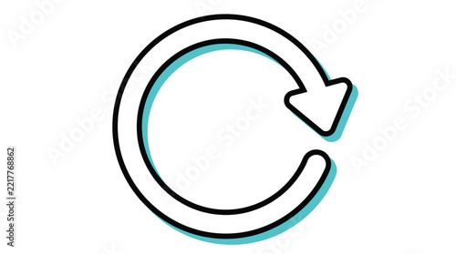 Circular reload and refresh arrow making loop clockwise outline vector icon