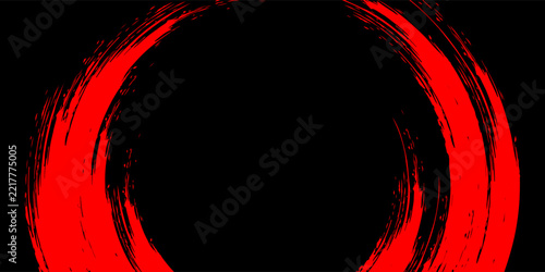 Abstract red paint brush stroke vector isolated on black background, Japanese grunge ink swoosh texture illustration.