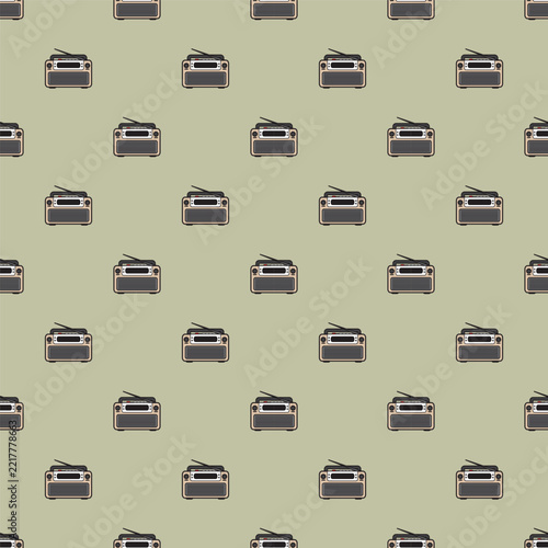 Radio seamless pattern background with retro vintage audio player device for wrapping paper design