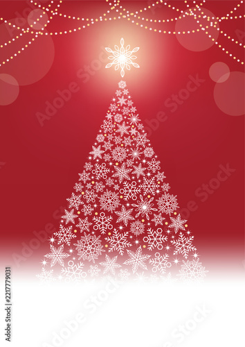 Vector Christmas Tree Background Illustration with Snowflakes Patterns and Text Space. 