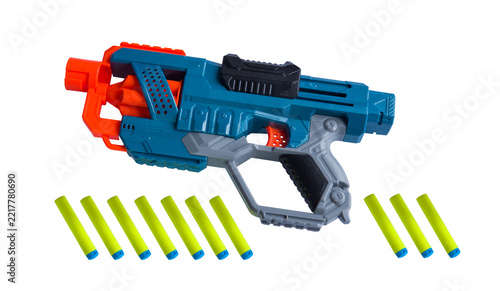 Colorful Foam Dart Toy Blaster Isolated on White Background