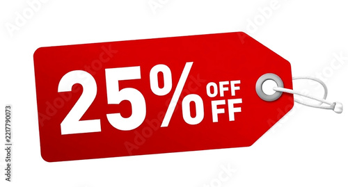 Red Price Tag With Twenty-five Percent Discount Graphic