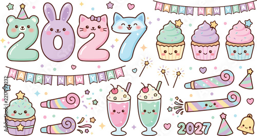 New Year 2027 Celebration Illustration