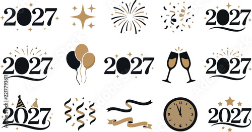New Year 2027 Celebration Illustration