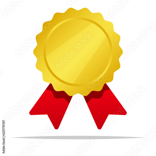 Gold award medal ribbon vector isolated illustration