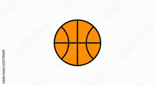 vector basketball, flat design, simple, minimalist, plain white background