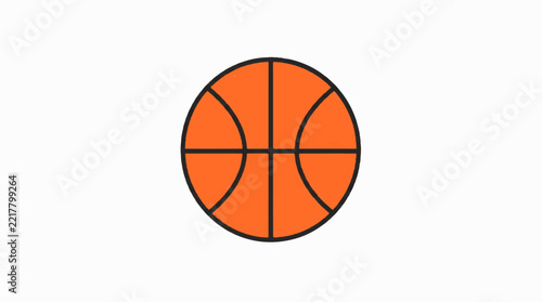vector basketball, flat design, simple, minimalist, plain white background