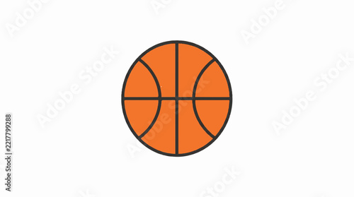 vector basketball, flat design, simple, minimalist, plain white background