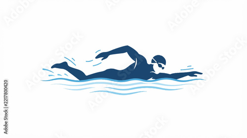 vector swimming, flat design, simple, minimalist, plain white background
