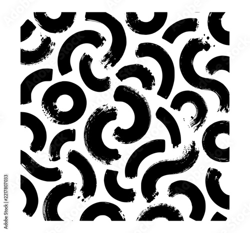 Abstract black and white ink pattern with curved shapes