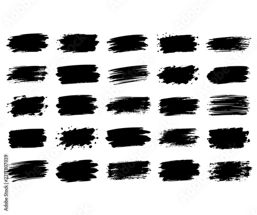 Collection of short black grunge brush swatches