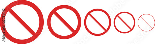 Prohibited icon set showing various circle stroke thicknesses