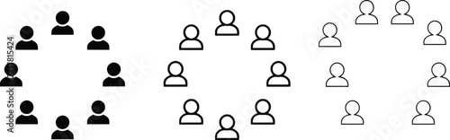 People icon set showing group members in circular arrangement