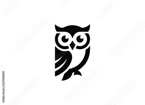 Modern Minimal Geometric abstract owl vector logo with triangular shapes for tech startups