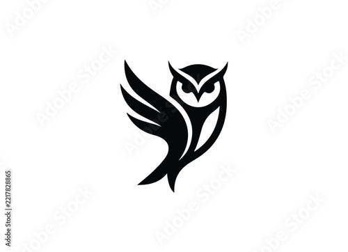 Modern Minimal Geometric abstract owl vector logo with triangular shapes for tech startups
