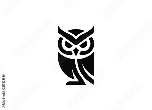 Modern Minimal Geometric abstract owl vector logo with triangular shapes for tech startups
