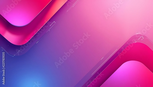 Abstract Modern Gradient Background with Vibrant Pink and Purple Layered Geometric Curved Shapes and Copy Space for Design