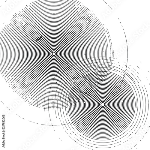 Lines vector graphic featuring dual intersecting concentric circle