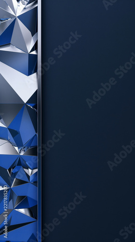 Abstract blue and silver crystal geometric design background