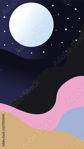 night landscape with moon