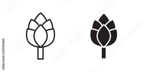 Artichoke icon flat outline in black