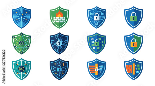 Modern Security and Protection Icons Collection.