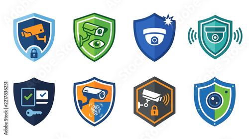 Modern Security Surveillance Icons Collection.
