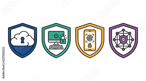 Modern Security and Technology Service Icons Collection.