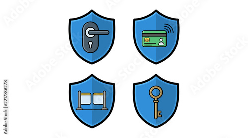 SecureDigitalDataProtectionShieldIconsCollection.