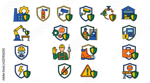 Professional Safety Industry Icons Set.