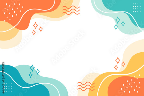 Soft wavy shapes in warm, cool tones float around edges