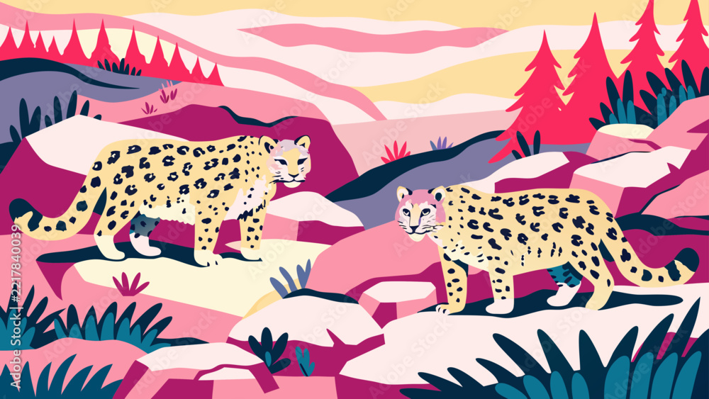 Obraz premium vector illustration of a cartoon animals