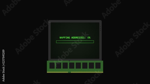 Retro Computer System Boot Sequence Progress Grid Animation Sheet
