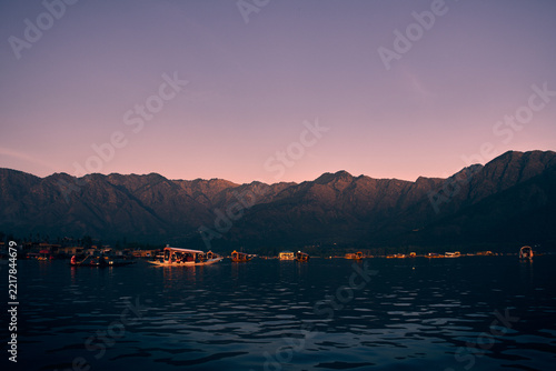 sunset over Dal lake, Srinagar, Kashmir, India