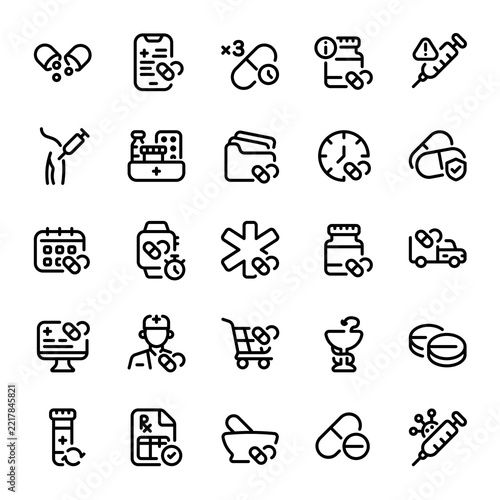 Pharmacy & Medication Line Icons