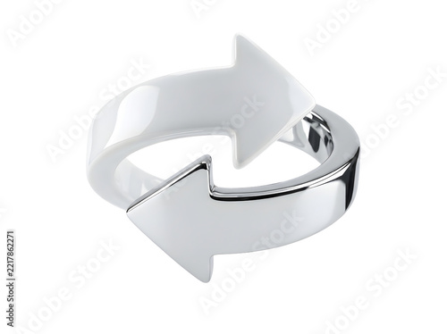White Glossy Circular Refresh Arrows Symbol