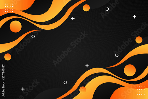 Vibrant orange waves dance across deep black space