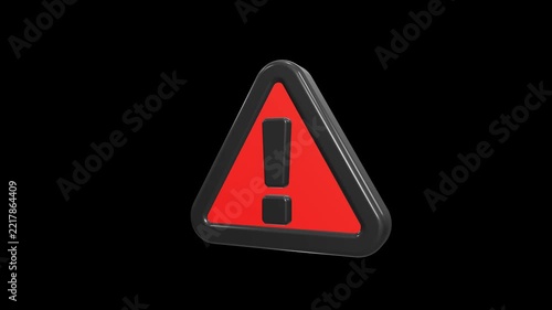 Pulsing 3D Red and Black Exclamation Mark Warning Icon
