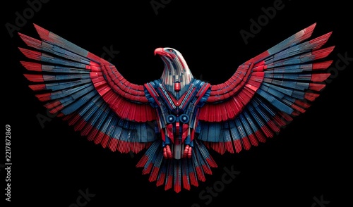 A vibrant and colorful eagle spreads its wings. The design showcases a modern artistic style with sharp colors and intricate details. Ideal for creative projects and digital art. AI