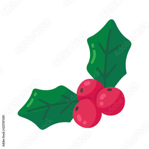 Cheerful illustration of vibrant green holly leaves with bright red berries, perfect for holiday greetings and festive designs.
