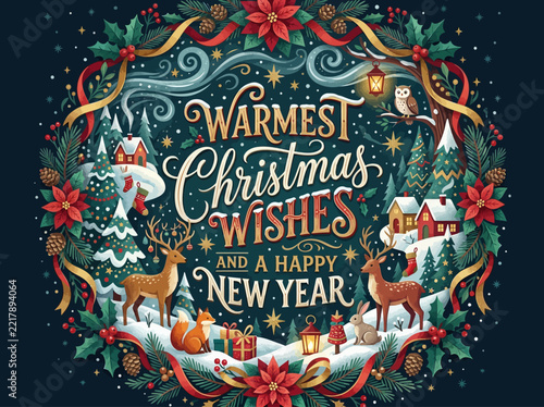 Christmas illustration co… concept illustration with colorful elements for creative decoration and seasonal celebration isolated background