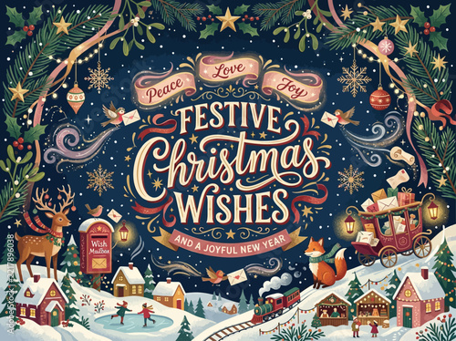 Christmas illustration co… concept illustration with colorful elements for creative decoration and seasonal celebration isolated background
