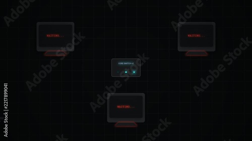 Computer Network Connection Sequence Infographic Showing Data Flow and System Integration
